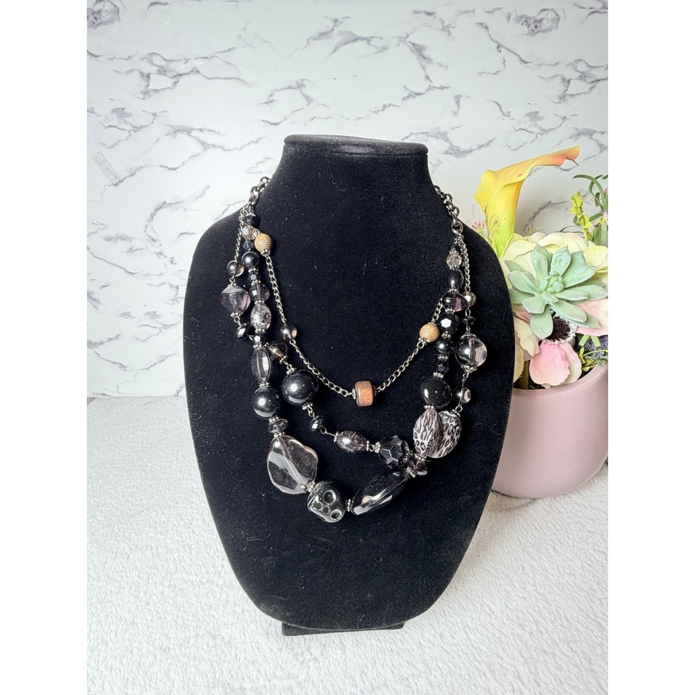 Premiere Designs Necklace Women‎ OS Black Multi-Strand Beaded Layered Statement
